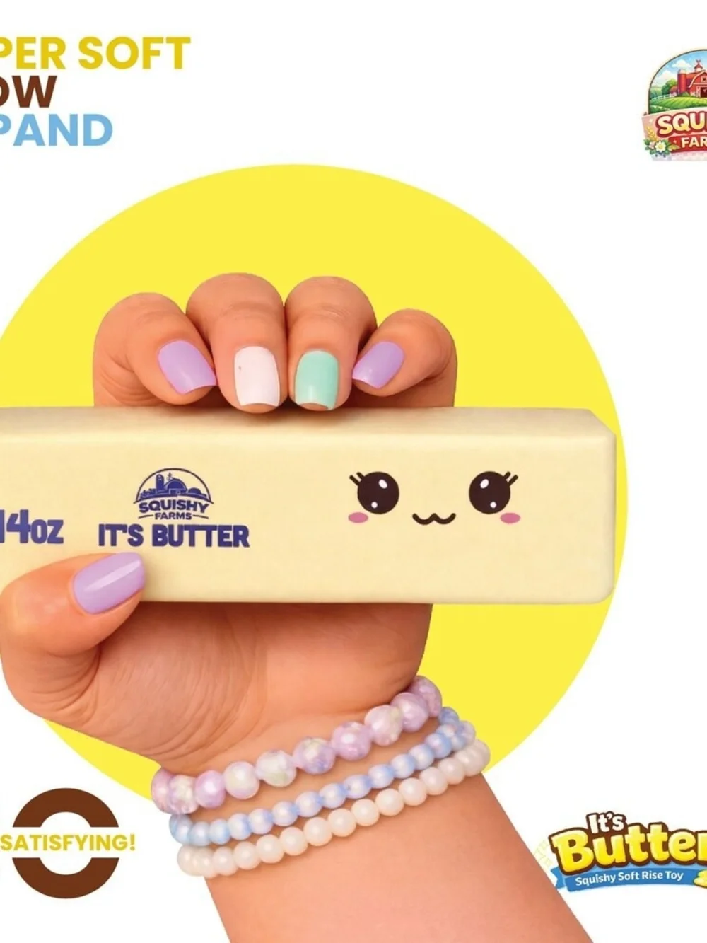 Squishy Farms It's Butter 2.0 Jumbo Squeeze Toy, Butter Scent, 10.4 in Fidget